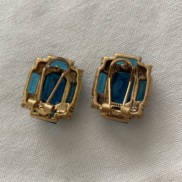 Elegant Blue and Gold Earrings - New - Picture 3 of 4